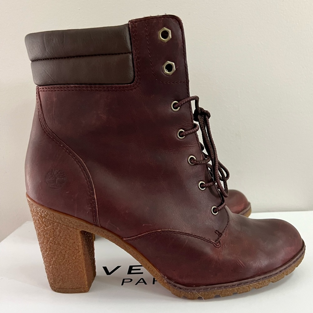 Timberland heels boots booties 10 burgundy